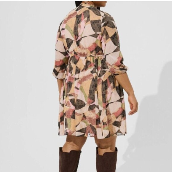 Torrid Mini Clip Dot Front Keyhole Dress Geo Multi Size 2X - Picture 7 of 7